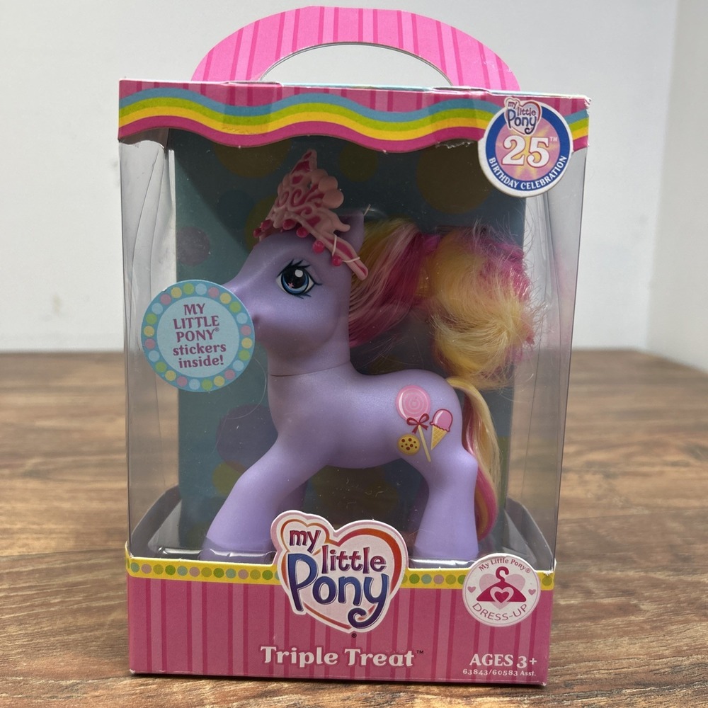 2007 Hasbro My Little Pony Triple Treat Figure Stickers Purple NEW Sealed MLP